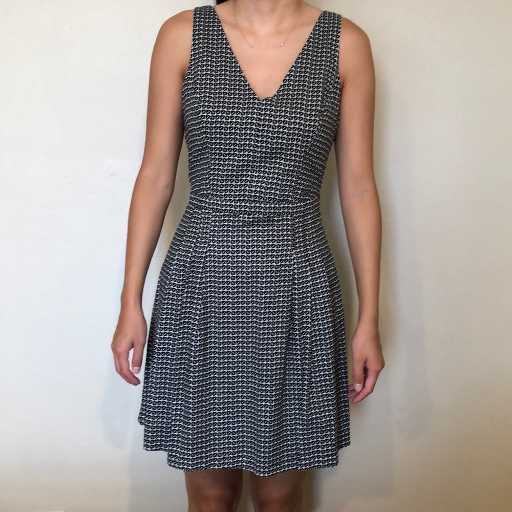 Joie Black and White Geometric Print Dress Size L